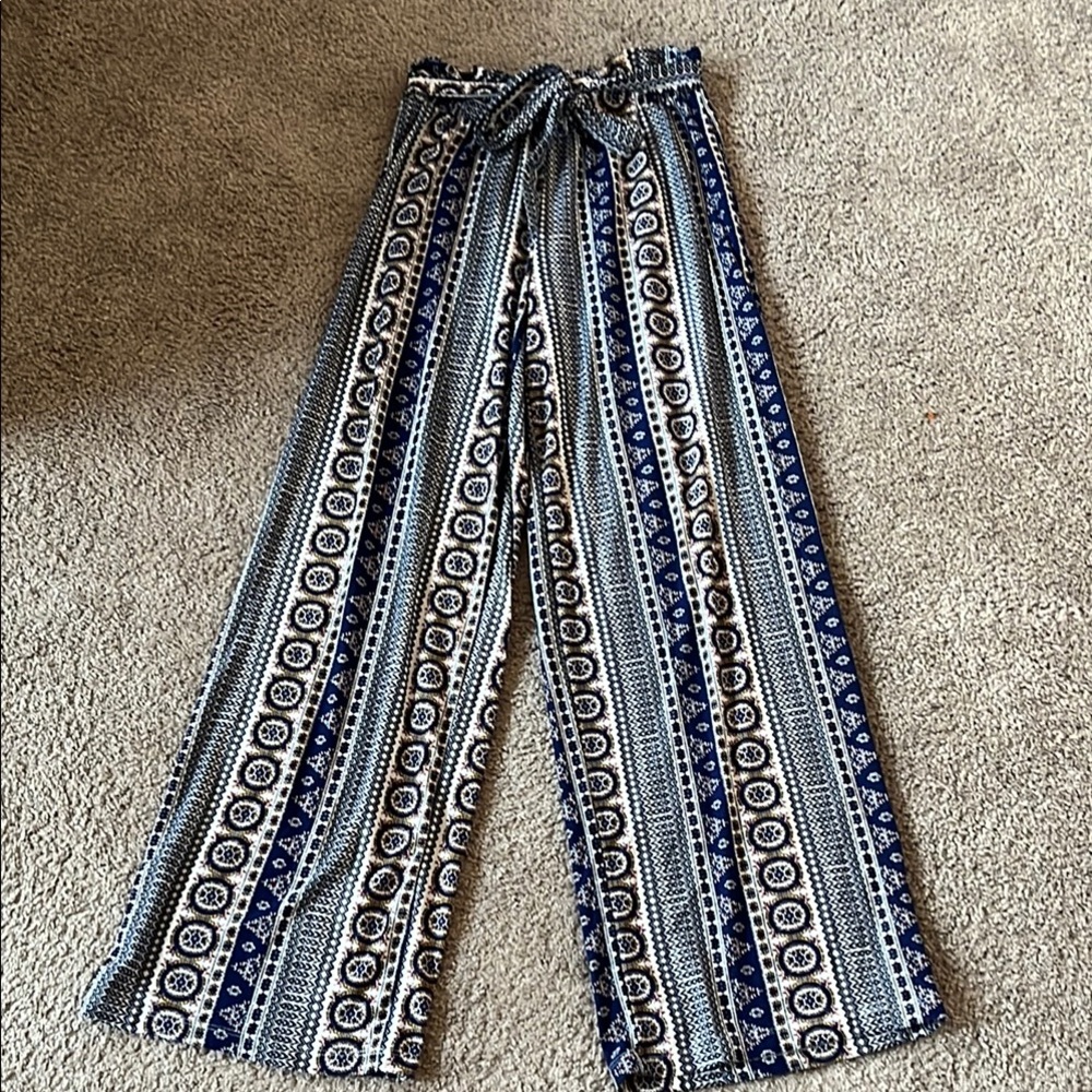 Stylish Blue Patterned Women's Pants